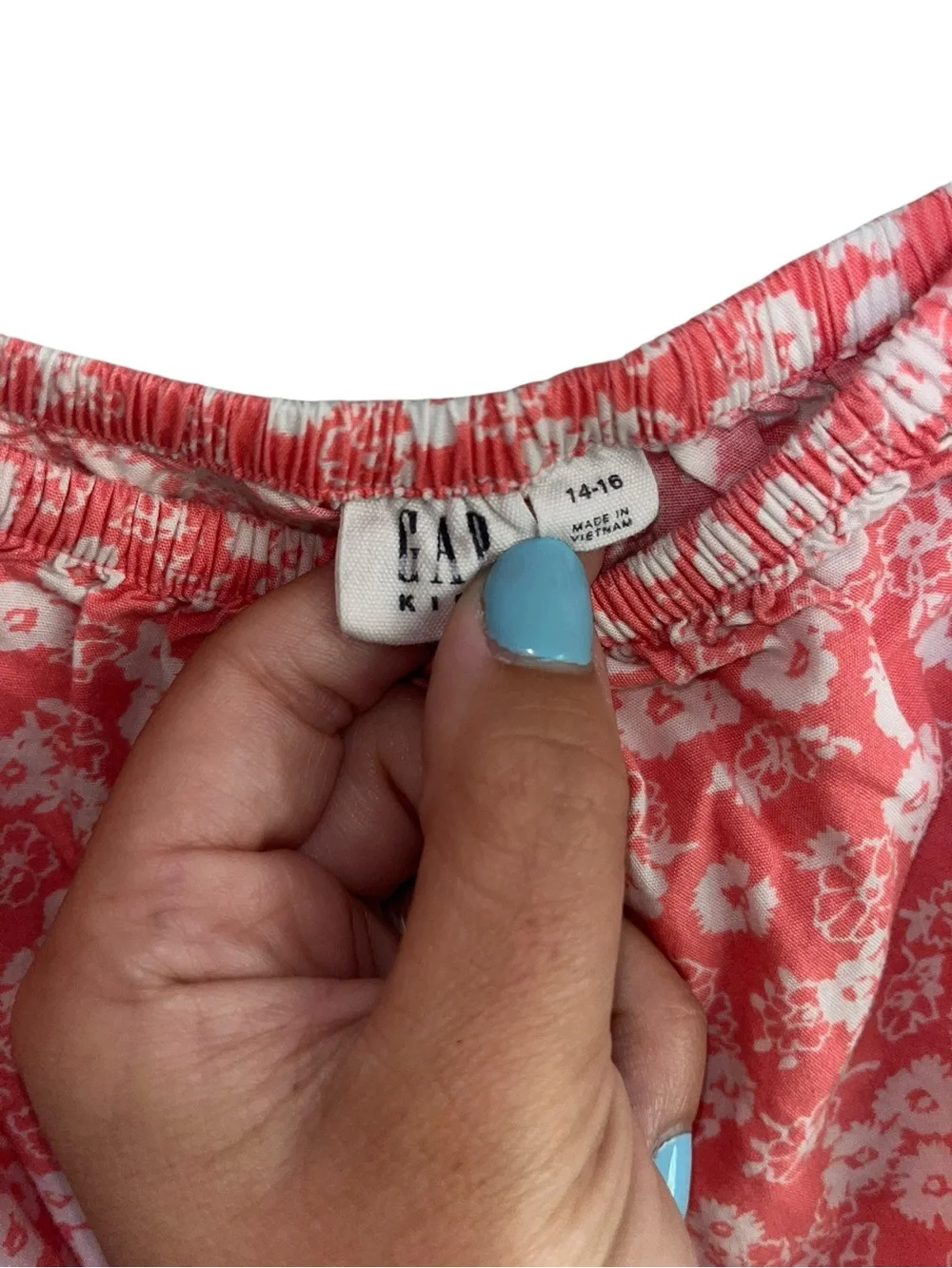 Gap Kids Girls 14-16 Coral Floral Short Sleeve Romper Elastic Waist